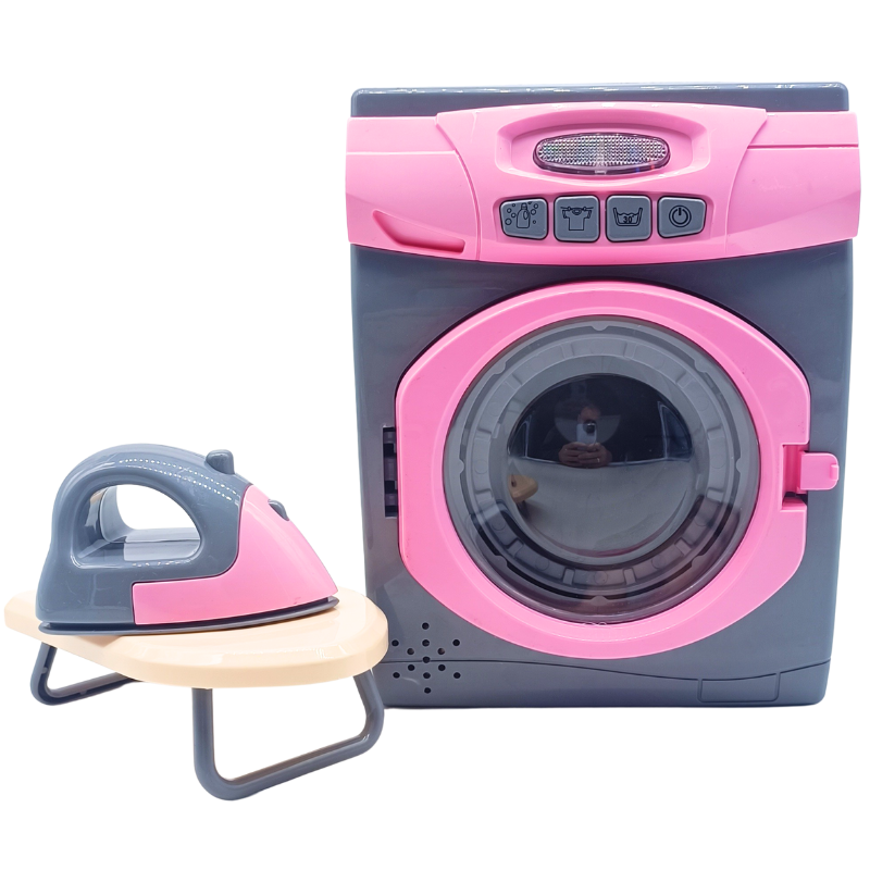 Aya Toys Işıklı Sesli Dönen Kazanlı Çamaşır Makinesi ve Ütü Seti 40302 | 3+ Yaş Eğlenceli Küçük Ev Eşyası