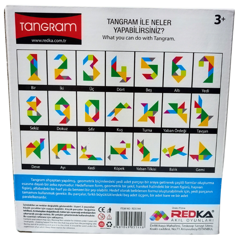 Redka Ahşap Renkli Tangram Eğitici Oyuncak RD5144
