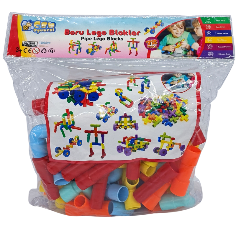 Can Oyuncak 72 Parça Poşetli Boru Bloklar Seti Eğitci Oyuncak HC1025