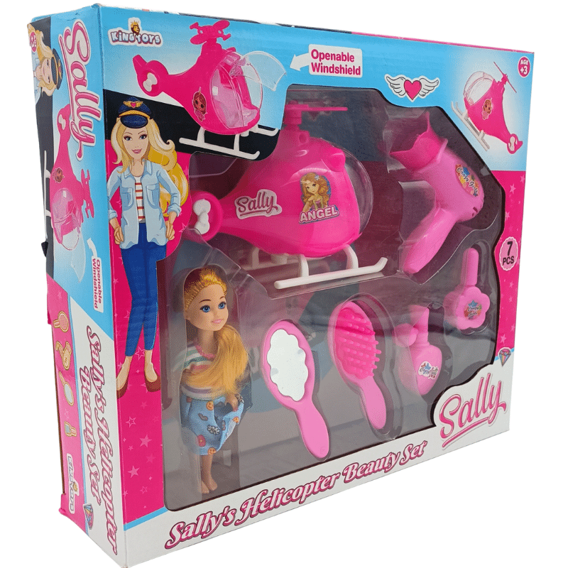 King Toys Helikopterli Sally Oyuncak Bebek Seti