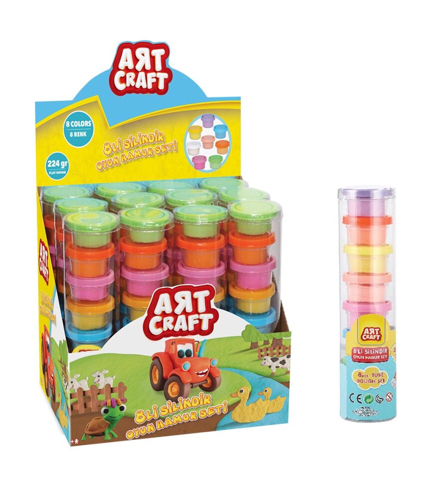 Dede Oyuncak Art Craft 8 Renk Silindir Kutulu Oyun Hamuru