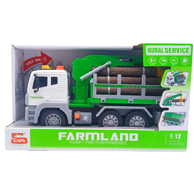 Ctoy Sesli Pilli Kütük Taşıyan Oyuncak Tır CTOY-WY840A