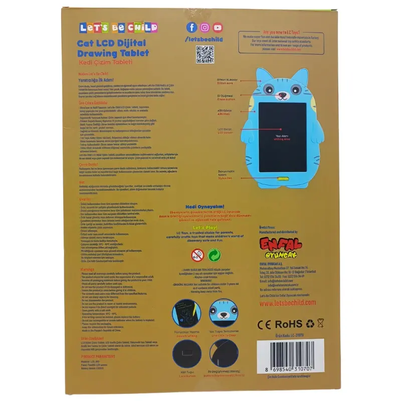 Lc Eğitici Kedi Figürlü Tablet- Pilli Çizim Tableti LC-31070